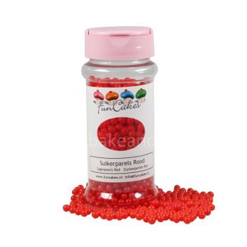 Perlas de Azúcar Rojo Brillante 4mm - 80g - FunCakes