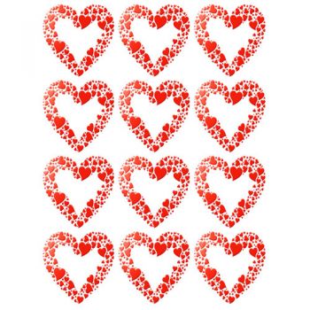 12 hearts - edible paper - Bake&FUN
