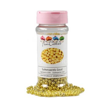 Perlas de Azúcar Dorado Metálico - 4mm - 80g - FunCakes